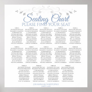 14 Tabelle Blue & Gray Wedding Seating Chart Poster
