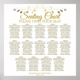 14 Tabelle Einfache elegante Gold Hochzeitskarte Poster