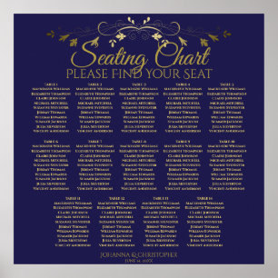 14 Tabelle Elegant Gold & Navy Hochzeitskarte Poster