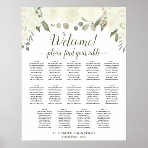 14 Tabelle Elfenbeinweiße Hochzeitskarte Poster
