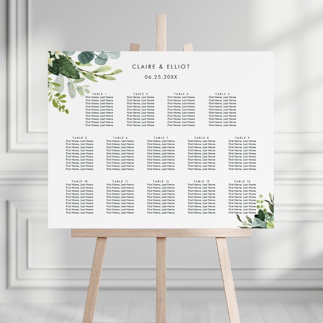 14 Tabelle Eukalyptus Foliage Hochzeitssortierung Poster (Von Creator hochgeladen)