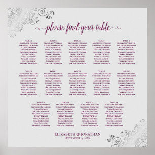 14 TabellenCassis on Gray Wedding Seating Chart Poster
