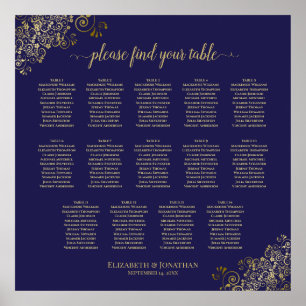 14 Table Lacy Gold Hochzeitssattel Navy Blue Poster