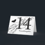 14 th birthday for a granddaughter, butterfly; karte<br><div class="desc">Bei White Background Featuring a Black Butterfly and Black Text ist es 14th birthday greeting for a granddaughter. My Funny Mind Greetings.</div>