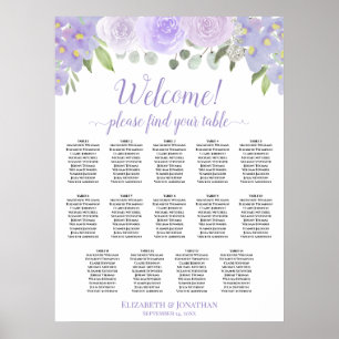 14-Tisch-Lavendel-Blumen-Hochzeits-Sitzplan Poster