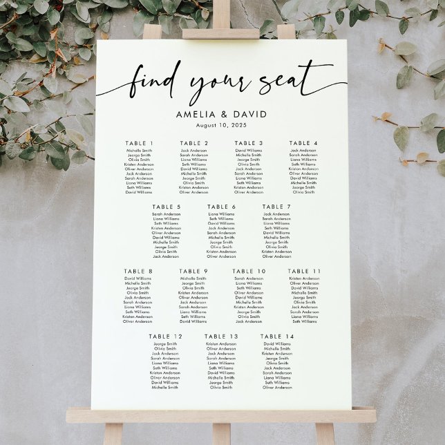 14 Tische finden Ihre Sitzkarte Poster (Von Creator hochgeladen)