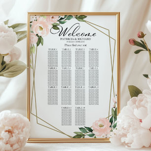 14 Tische Geometrische Hochzeitstabelle für Blush- Poster