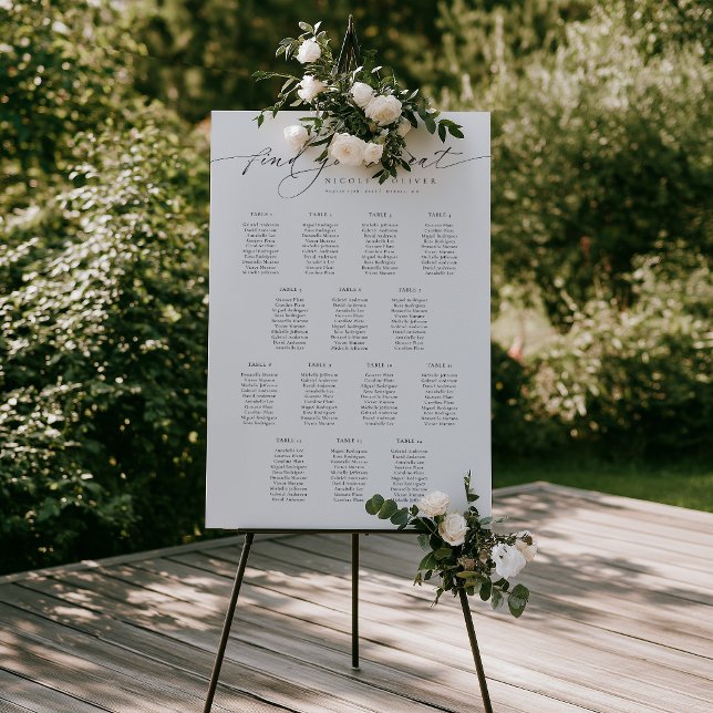 14 Tische Willkommens-Sitzplan Moderne Schrift Poster (14 Tables Welcome Seating Chart, Seating Plan, Find your seat)