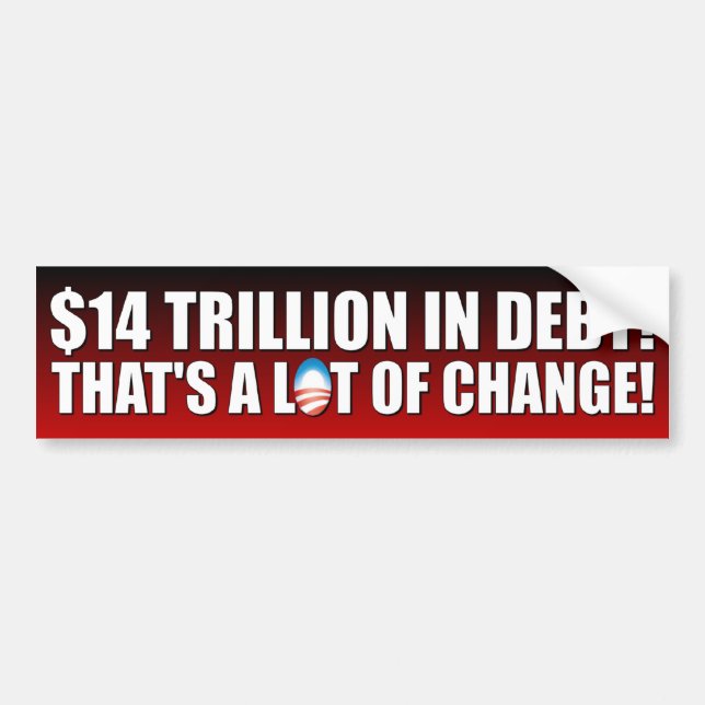$14 Trillion Dollar in den Schulden Autoaufkleber (Vorne)