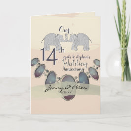 14. Wedding Anniversay Elephants & Opals Blank C Karte