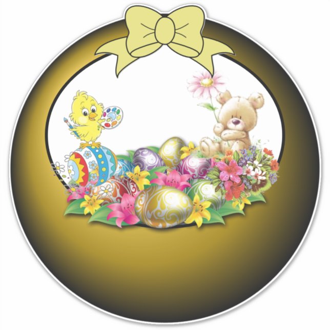 14 x 14 Osterkorb Aufkleber (Vorderseite)