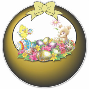 14 x 14 Ostern Korb Aufkleber
