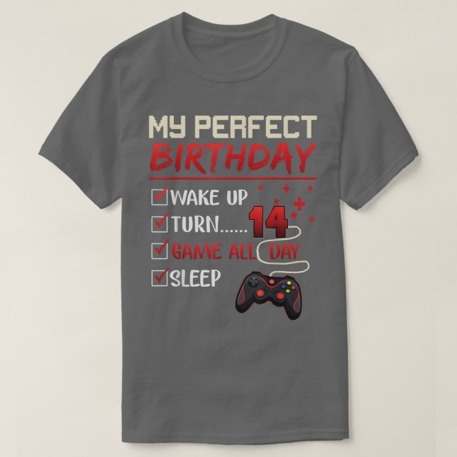 14 Year Old Gamer Gift Boy Teen 14th Perfect Birth T-Shirt (Design vorne)