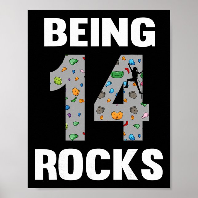 14 Year Old Rock Climber Birthday 14th Climber Bei Poster (Vorne)