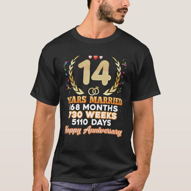 14 Years Married Happy 14Th Wedding Anniversary Co T-Shirt (Vorderseite)