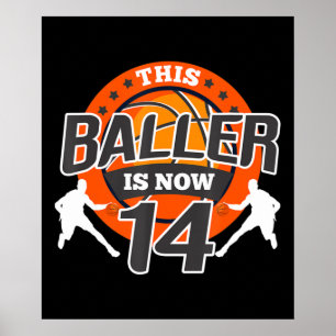 14 Years Old Basketball Kid Gift Son Poster