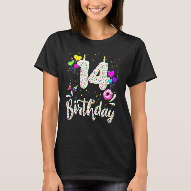 14th Birthday Girl Tee 14 Years Old Bday Doughnut  (Vorderseite)