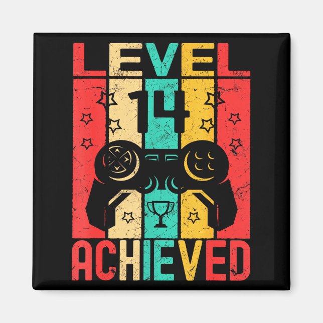 14th Birthday Level 14 Achieved Gamer Funny Birthd Magnet (Vorne)