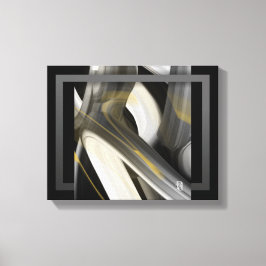 14x11" Trend Abstract Art Canvas Black White Gold Leinwanddruck