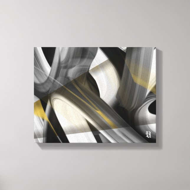 14x11" Trend Abstract Art Canvas Black White Gold Leinwanddruck (Vorderseite)