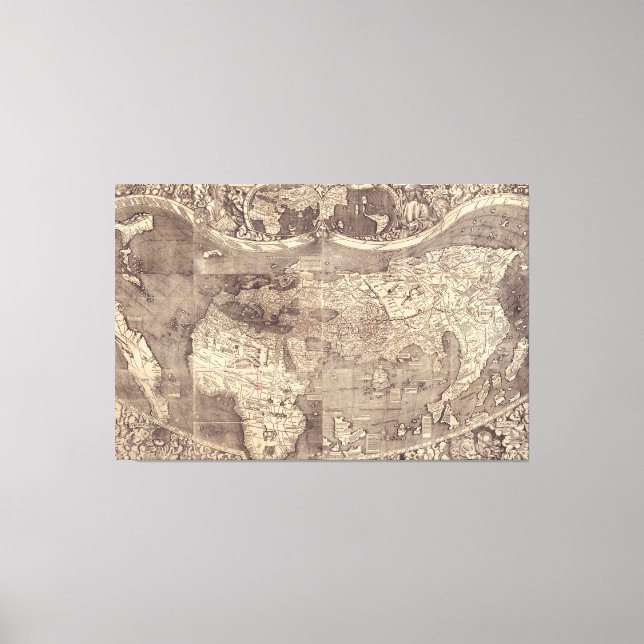 1507 Martin Waldseemuller Weltkarte Leinwanddruck (Vorderseite)