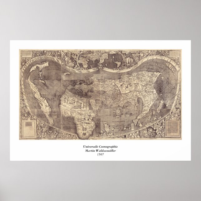1507 Martin Waldseemuller Weltkarte Poster (Vorne)