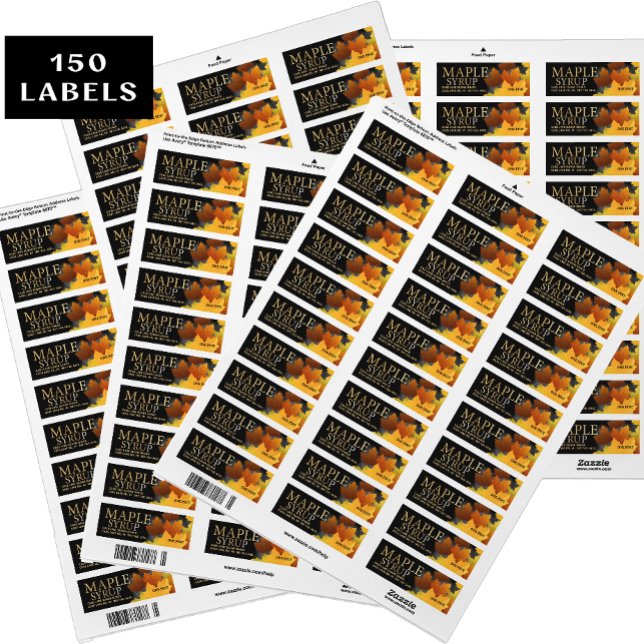150 Colorful Maple Leaf Plastic Jug Syrup labels (Von Creator hochgeladen)