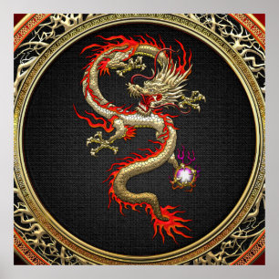 [150] Goldener chinesischer Drache Fucanglong Poster