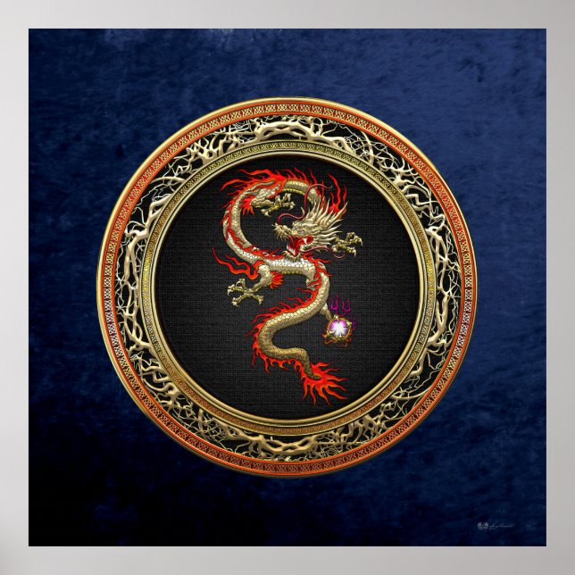 [150] Goldener chinesischer Drache Fucanglong Poster (Vorne)