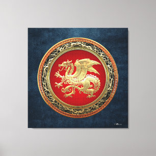 [150] Isländischer Drache, Landvættir [Gold] Leinwanddruck