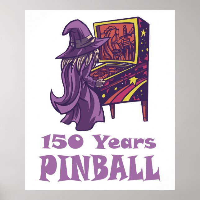 150 Jahre Pinball-Zauberer Arcade Geburtstag Poster (Vorne)