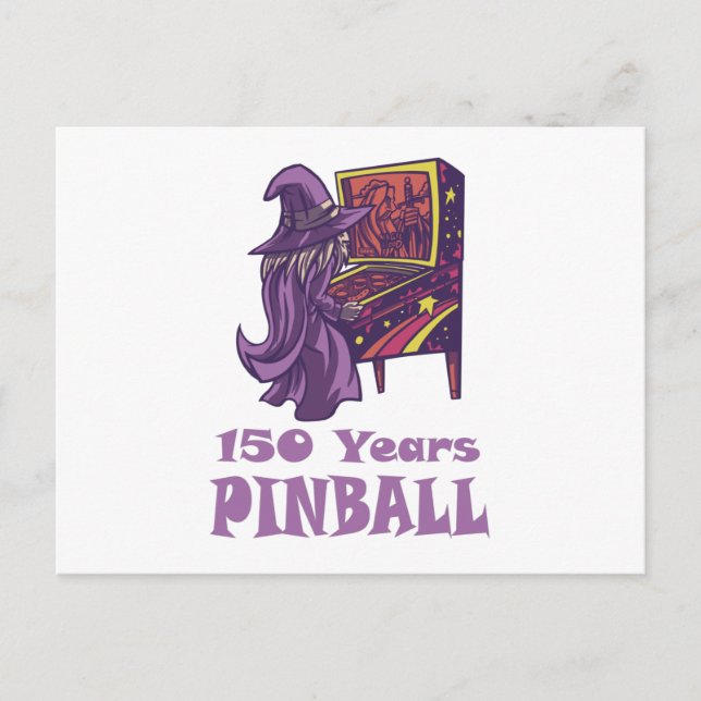 150 Jahre Pinball-Zauberer Arcade Geburtstag Postkarte (Vorderseite)