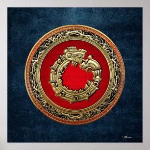 [150] Serpent God Quetzalcoatl [Gold] Poster