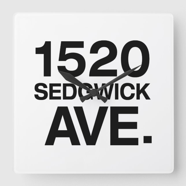 1520 SEDGWICK AVE. QUADRATISCHE WANDUHR (Vorderseite)