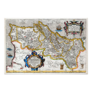 1560 Map of Portugal by Ortelius Fotodruck