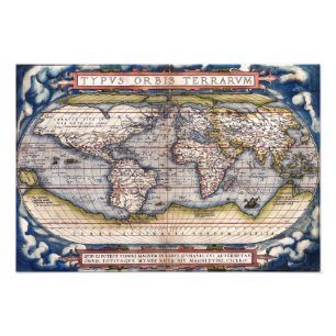 1564 World Map by Ortelius Fotodruck