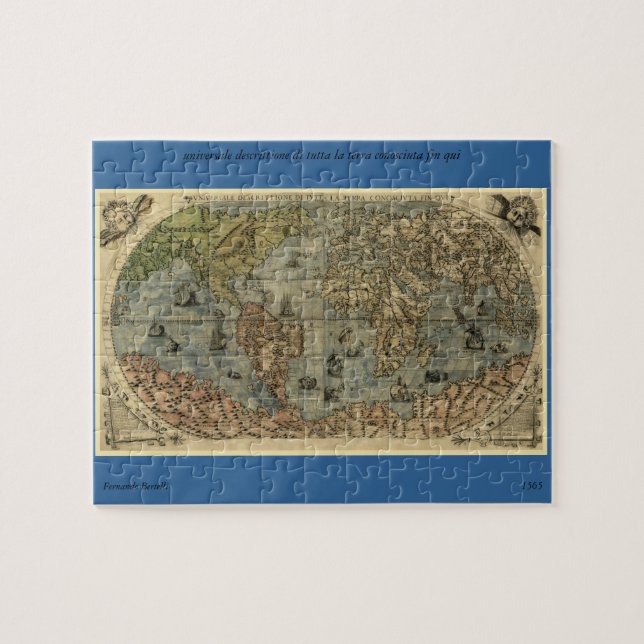 1565 Ferando Berteli (Fernando Bertelli) Weltkarte Puzzle (Horizontal)