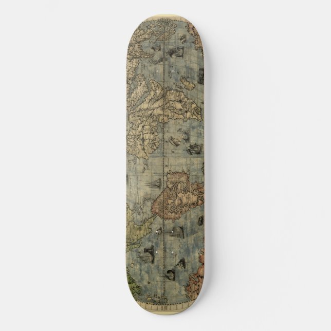 1565 Ferando Berteli (Fernando Bertelli) Weltkarte Skateboard (Vorderseite)