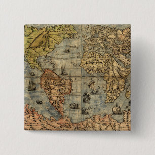 1565 Forlani Antike Weltkarte Vintage-Kartographie Button