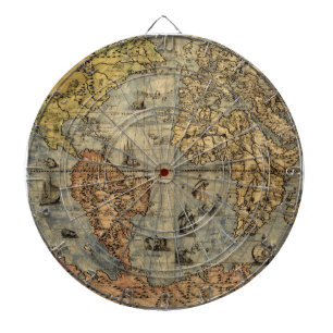 1565 Forlani Antike Weltkarte Vintage-Kartographie Dartscheibe