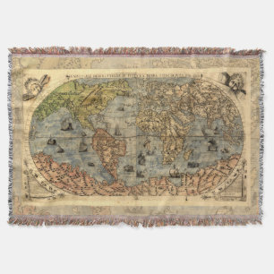 1565 Forlani Antike Weltkarte Vintage-Kartographie Decke