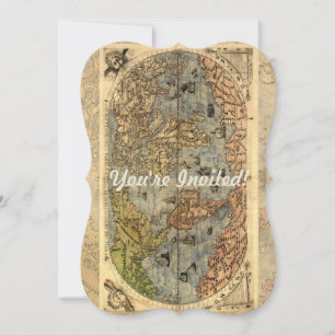 1565 Forlani Antike Weltkarte Vintage-Kartographie Einladung