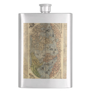 1565 Forlani Antike Weltkarte Vintage-Kartographie Flachmann