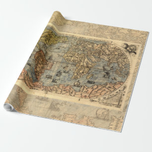 1565 Forlani Antike Weltkarte Vintage-Kartographie Geschenkpapier