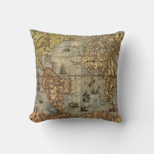 1565 Forlani Antike Weltkarte Vintage-Kartographie Kissen