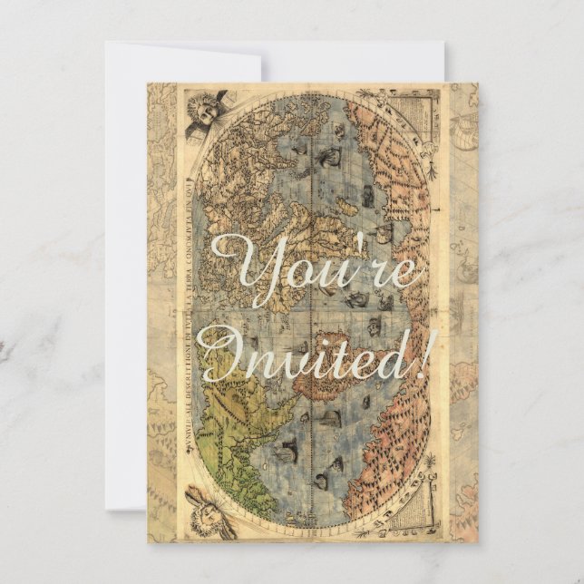 1565 Forlani AntiquevWeltkarte Renaissance Einladung (Vorderseite)