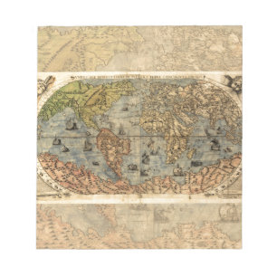 1565 Forlani AntiquevWeltkarte Renaissance Notizblock