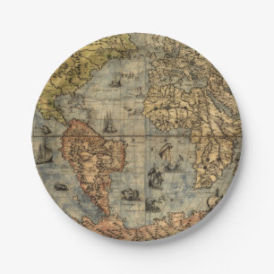 1565 Forlani AntiquevWeltkarte Renaissance Pappteller