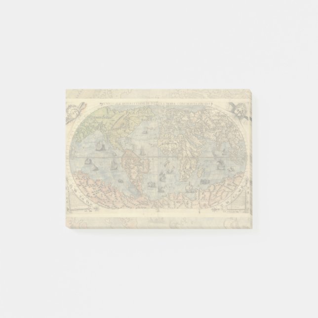 1565 Forlani AntiquevWeltkarte Renaissance Post-it Klebezettel (Vorderseite)