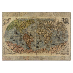 1565 Forlani AntiquevWeltkarte Renaissance Schneidebrett